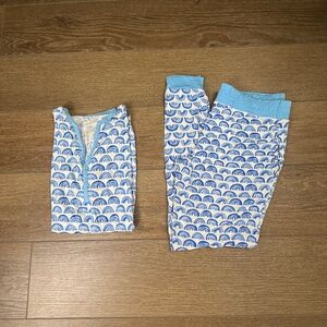 Little Sleepies women's Blue Rainbow Pajama Set, Size Small, Pants, Short Sleeve